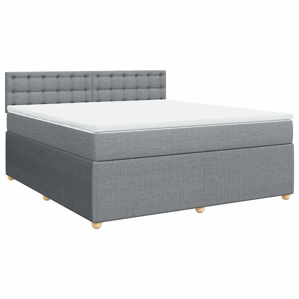 vidaXL Boxspringbett mit Matratze Hellgrau 180x200 cm Stoff