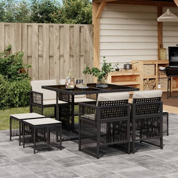 vidaXL 13-tlg. Garten-Essgruppe mit Kissen Beige Poly Rattan