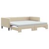 vidaXL Tagesbett Ausziehbar mit Matratzen Creme 90x200 cm Stoff