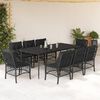vidaXL 9-tlg. Garten-Essgruppe mit Kissen Schwarz Poly Rattan
