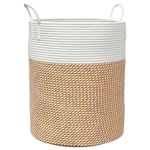 vidaXL Aufbewahrungskorb Braun und Wei&szlig; &Oslash;38x46 cm Baumwolle