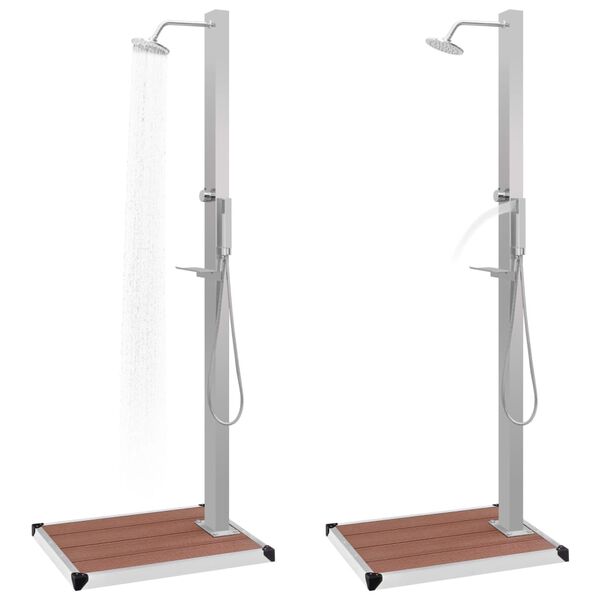 vidaXL Gartendusche mit Bodenelement WPC Edelstahl