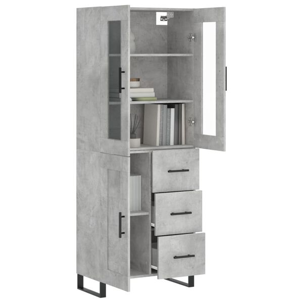 vidaXL Highboard Betongrau 69,5x34x180 cm Holzwerkstoff