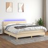 vidaXL Boxspringbett mit Matratze & LED Creme 160x200 cm Stoff
