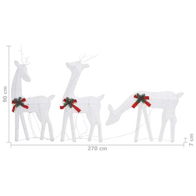 vidaXL Weihnachtsdekoration Rentiere 270x7x90 cm Weiß Kaltweiß Mesh