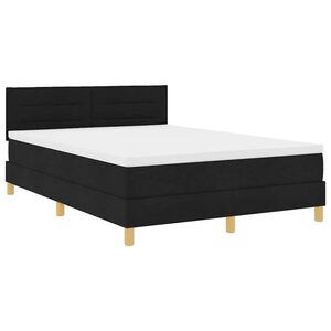 vidaXL LED Boxspringbett mit Matratze Schwarz 160 x 200 cm Stoff