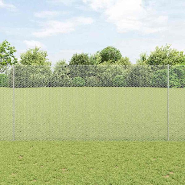 vidaXL Zaun mit Pfosten Silber 1.6 x 25 m Stahl