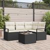 vidaXL Sofa Set mit Kissen 5 pcs Braun und Creme Poly-Rattan