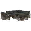 vidaXL Gartensofa-set 12 Stk. Grau und Dunkelgrau Poly-Rattan