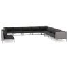 vidaXL 11-tlg. Garten-Lounge-Set mit Kissen Poly Rattan Dunkelgrau