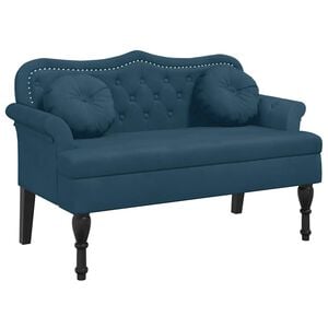 vidaXL Sitzbank mit Kissen Blau 120,5x65x75 cm Samt