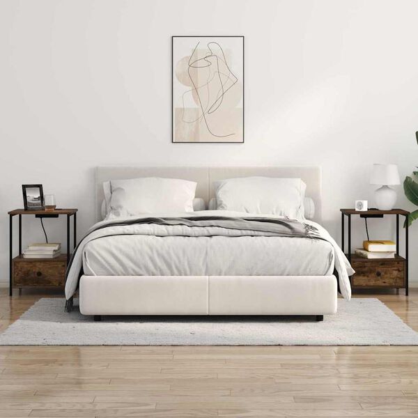 vidaXL Nachttisch Ger&auml;ucherte Eiche 42 x 41 x 56 cm Holzwerkstoff