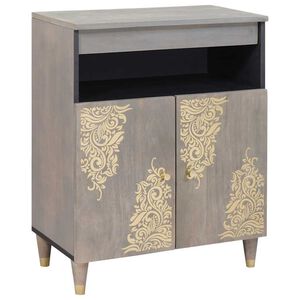 vidaXL Sideboard Grau 60 x 33 x 75 cm Massivholz Mango