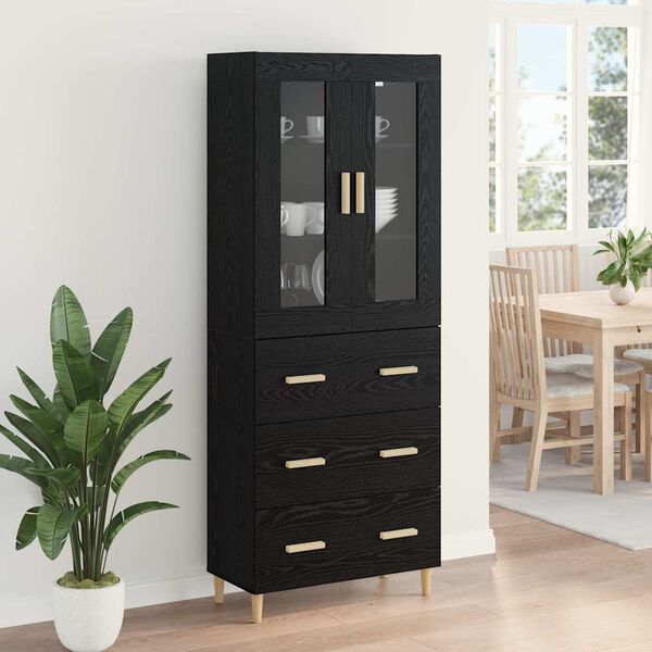 vidaXL Highboard Schwarz Eichen-Optik 69,5 x 34 x 180 cm