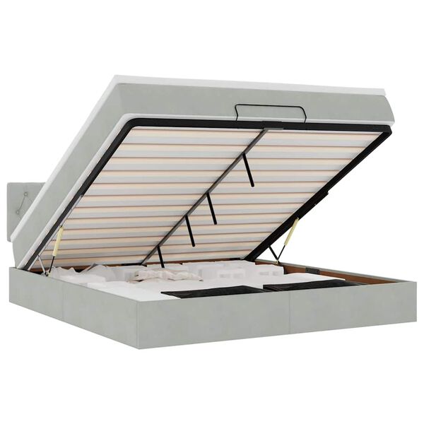 vidaXL Ottoman-Bett mit Matratze Hellgrau 180x200 cm Samt