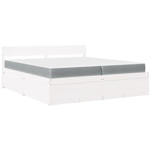 vidaXL Bett mit Schubladen und Matratze Wei&szlig; 200x200 cm Massivholz