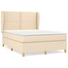 vidaXL Boxspringbett mit Matratze Creme 140x190 cm Stoff