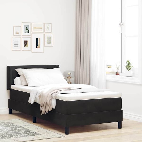 vidaXL Boxspringbett mit Matratze Schwarz 200 x 80 cm Samt