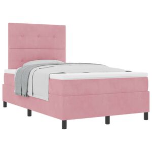 vidaXL Boxspringbett mit Matratze mit Kopfteil Rosa 120 x 200 cm Stoff