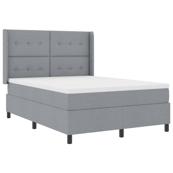 vidaXL Boxspringbett mit Matratze Hellgrau 200 x 160 cm Stoff