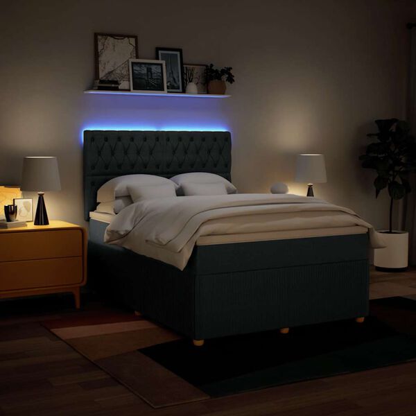 vidaXL Boxspringbett mit Matratze Blau 140x190 cm Stoff
