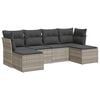 vidaXL 6-tlg. Garten-Sofagarnitur mit Kissen Hellgrau Poly Rattan