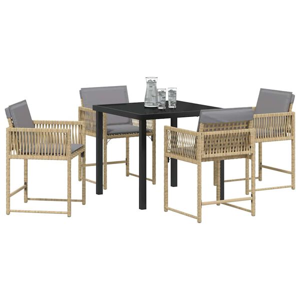 vidaXL Garten Essgruppe 5 pcs Beige Poly-Rattan