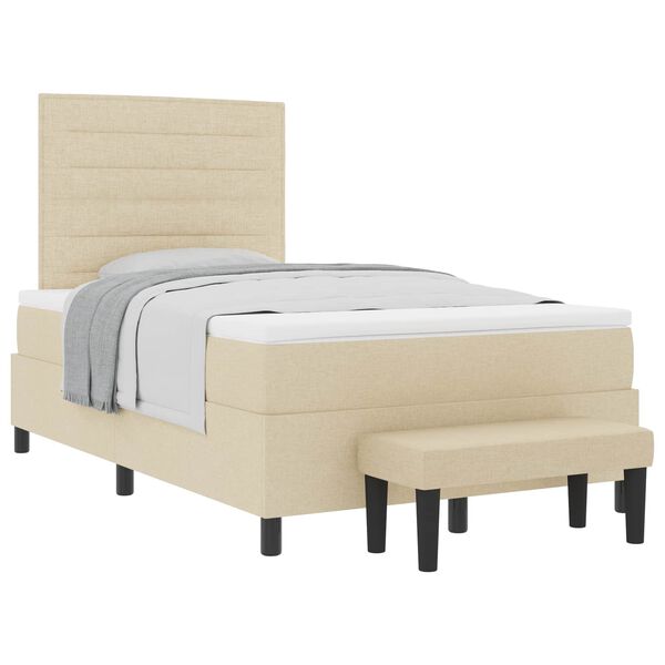 vidaXL Boxspringbett mit Matratze Creme 120 x 200 cm Stoff
