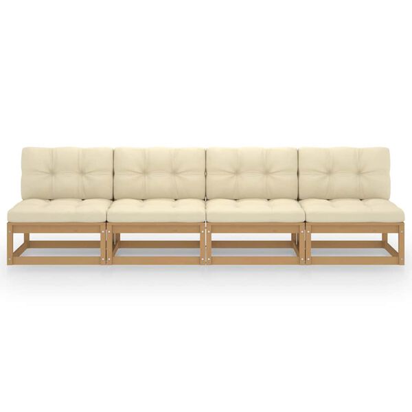 vidaXL 4-Sitzer-Gartensofa mit Kissen Kiefer Massivholz