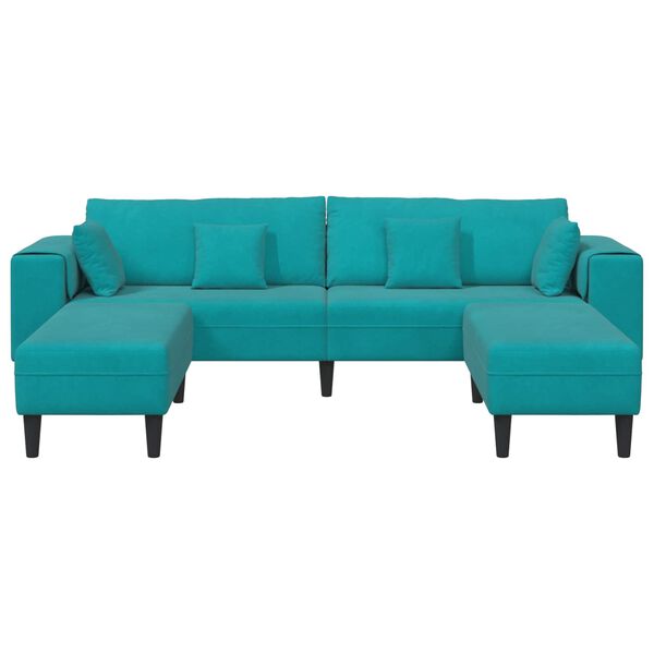 vidaXL Sofa mit Kissen 3 pcs T&uuml;rkis Samt