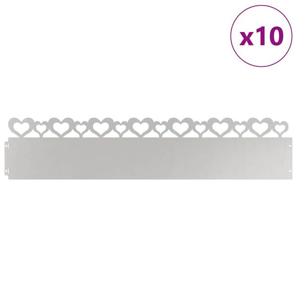 vidaXL Rasenkanten 10 pcs Silber 103 x 0,05 x 22 cm Edelstahl