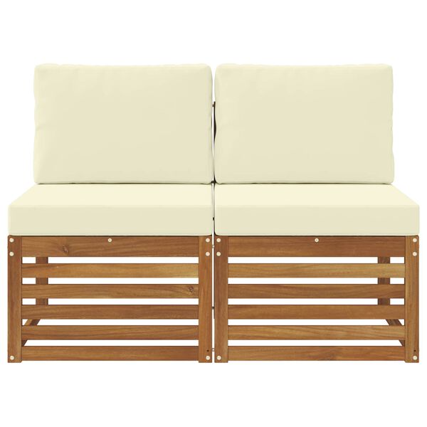 vidaXL 2 St&uuml;ck Outdoor Mittelsofa Massivholz Akazie Natur