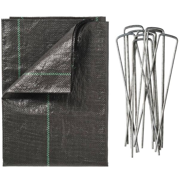 Nature Unkrautschutz-Bodengewebe mit Pegs 2x5 m Schwarz
