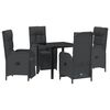 vidaXL Garten Essgruppe mit Kissen 5 pcs Schwarz Poly-Rattan