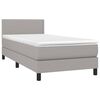 vidaXL Boxspringbett mit Matratze & LED Hellgrau 100x200 cm Stoff