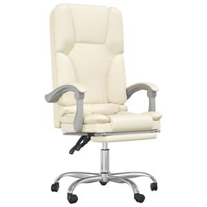 vidaXL B&uuml;rostuhl mit Massagefunktion Creme Kunstleder