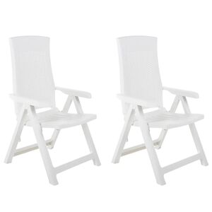 vidaXL Verstellbare Gartenst&uuml;hle 2 Stk. Kunststoff Wei&szlig;