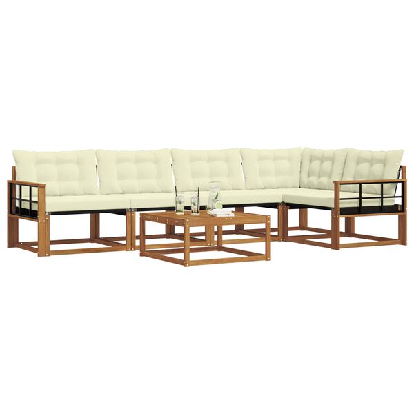 vidaXL Outdoor-Sofagarnitur mit Kissen 6 pcs Natur und Creme