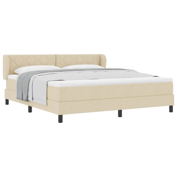 vidaXL Boxspringbett mit Matratze Creme 180 x 200 cm Stoff