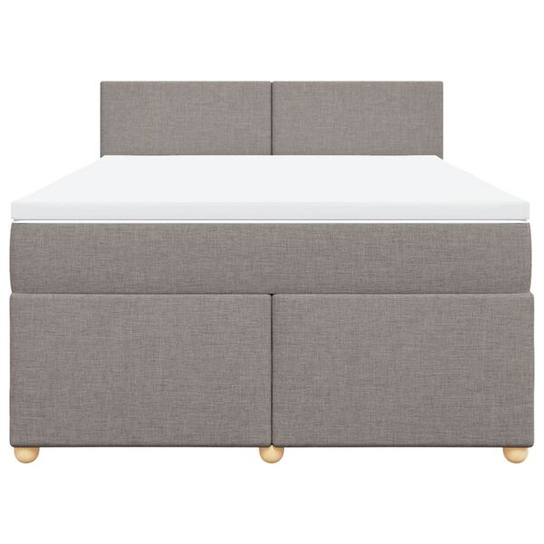 vidaXL Boxspringbett mit Matratze Taupe 140x190 cm Stoff
