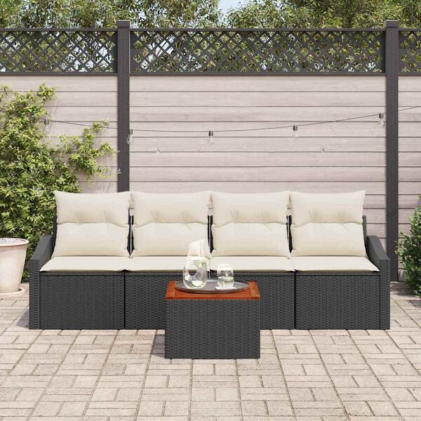 vidaXL Garten-Sofa-Set 5 pcs Schwarz und Weiß