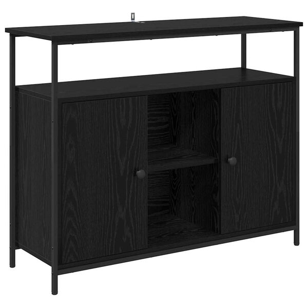 vidaXL Sideboard Schwarz Eichen-Optik 100 x 35 x 80 cm Holzwerkstoff