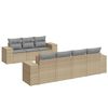 vidaXL 8-tlg. Garten-Sofagarnitur mit Kissen Beige Poly Rattan