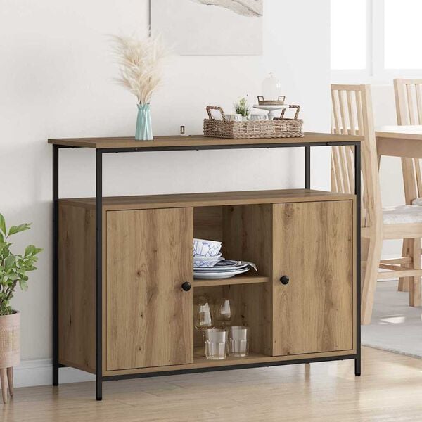 vidaXL Sideboard Artisan-Eiche 100 x 35 x 80 cm Holzwerkstoff