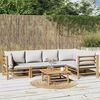 vidaXL 6-tlg. Garten-Lounge-Set mit Hellgrauen Kissen Bambus