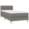 vidaXL Boxspringbett mit Matratze Dunkelgrau 100x200 cm Stoff