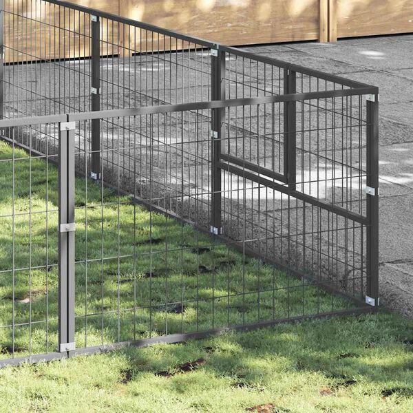 vidaXL Hundezwinger Silbern 42 m&sup2; Stahl