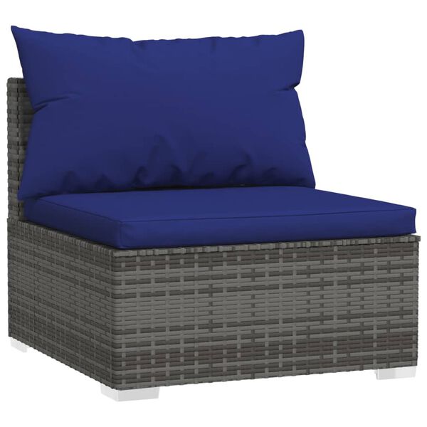 vidaXL 8-tlg. Garten-Lounge-Set mit Kissen Grau Poly Rattan