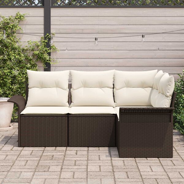 vidaXL Gartensofa-set mit Kissen 4 pcs Braun Poly-Rattan