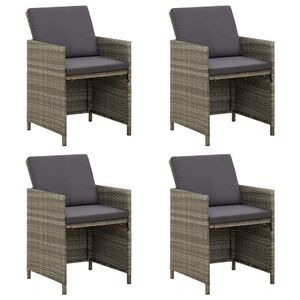 vidaXL Gartenst&uuml;hle mit Kissen 4 Stk. Poly Rattan Grau